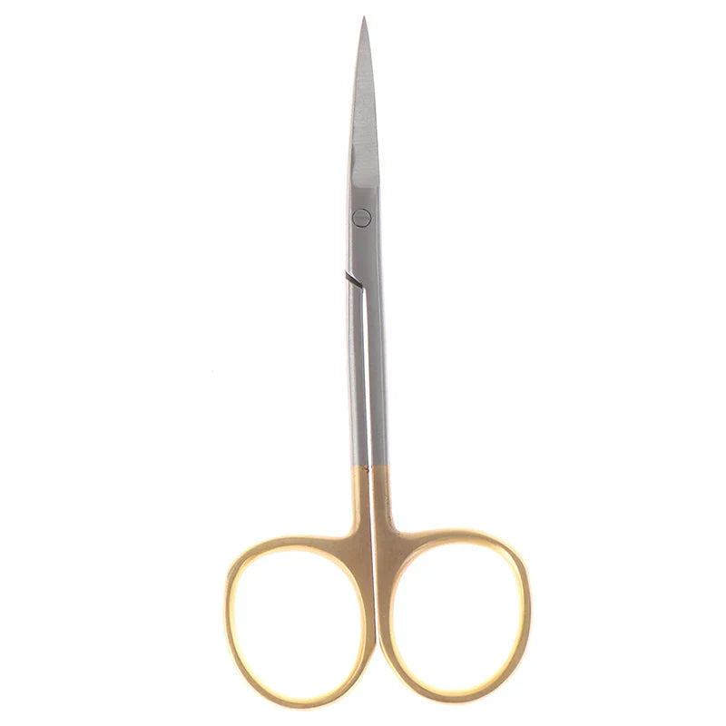 Dental Surgical Scissors Straight/Curved Tip Forceps Stainless Steel Gold Plated Handle Dentist Tools Dentistry Lab Instrument
