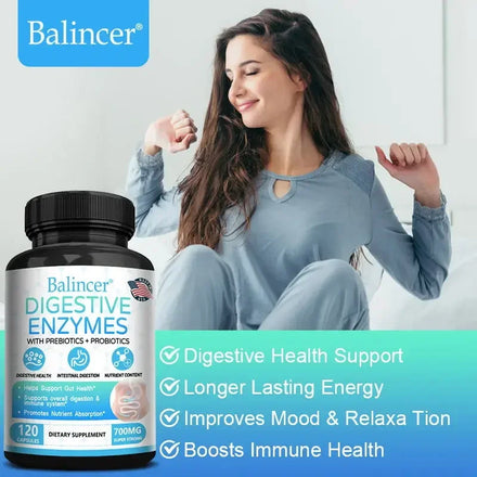 Digestive Enzyme with Prebiotic + Probiotic Supplement - Nutritional Digestive Health and Immune Support for Adult Men and Women