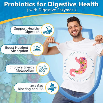 Digestive Enzyme with Prebiotic + Probiotic Supplement - Nutritional Digestive Health and Immune Support for Adult Men and Women