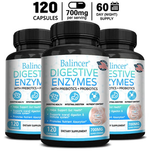 Digestive Enzyme with Prebiotic + Probiotic Supplement - Nutritional Digestive Health and Immune Support for Adult Men and Women