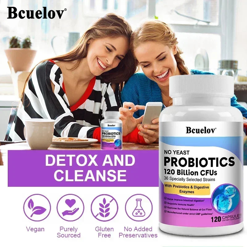 Digestive Health Probiotics 120 Billion CFU Prebiotics & Digestive Enzymes Adult Probiotic Supplement, Promotes Gut Health