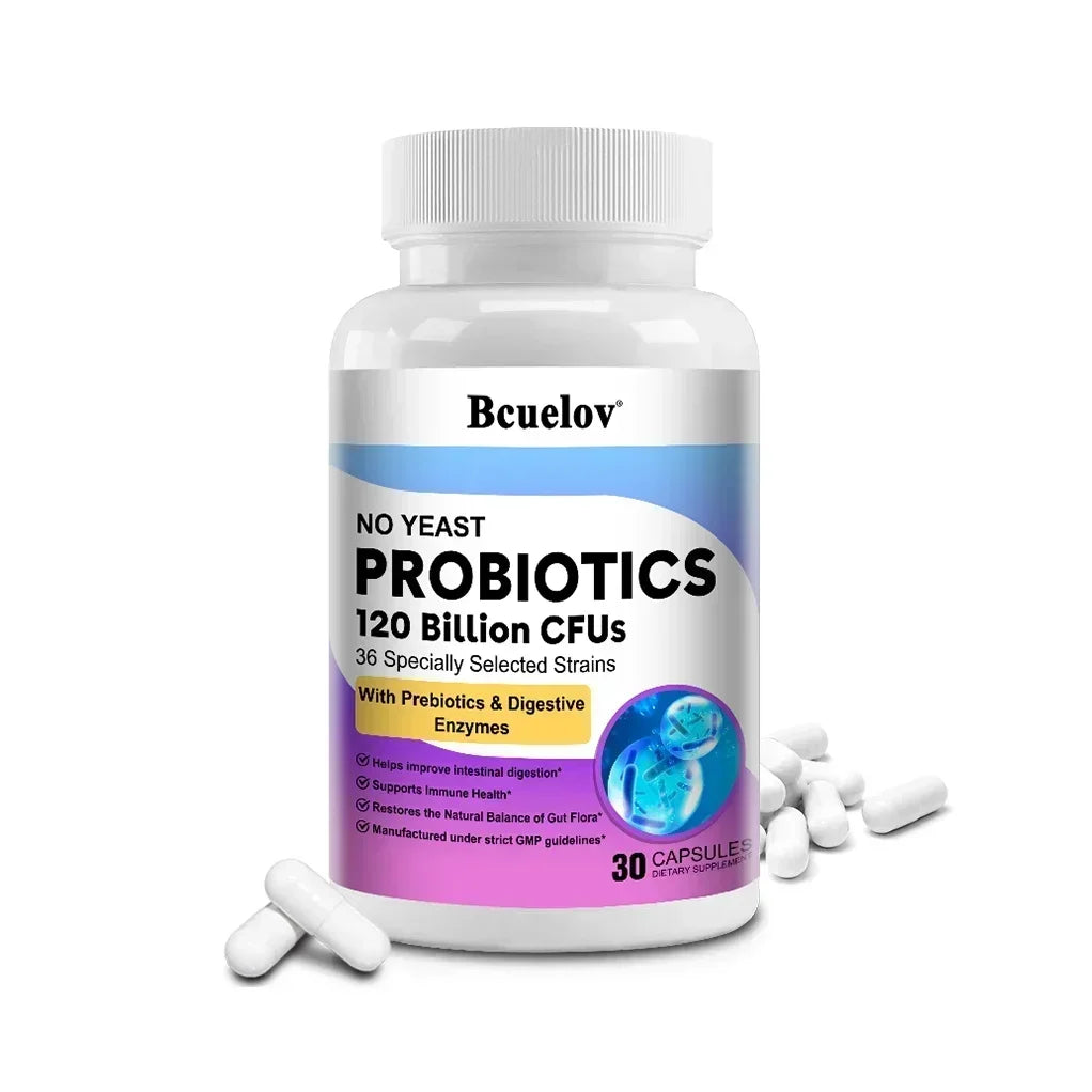 Digestive Health Probiotics 120 Billion CFU Prebiotics & Digestive Enzymes Adult Probiotic Supplement, Promotes Gut Health