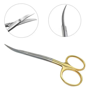 Double Bending Dental Surgical Scissors Stainless Steel 12.5cm Curved Tip Tissue Scissors Forceps Dental Implant Surgical Tool