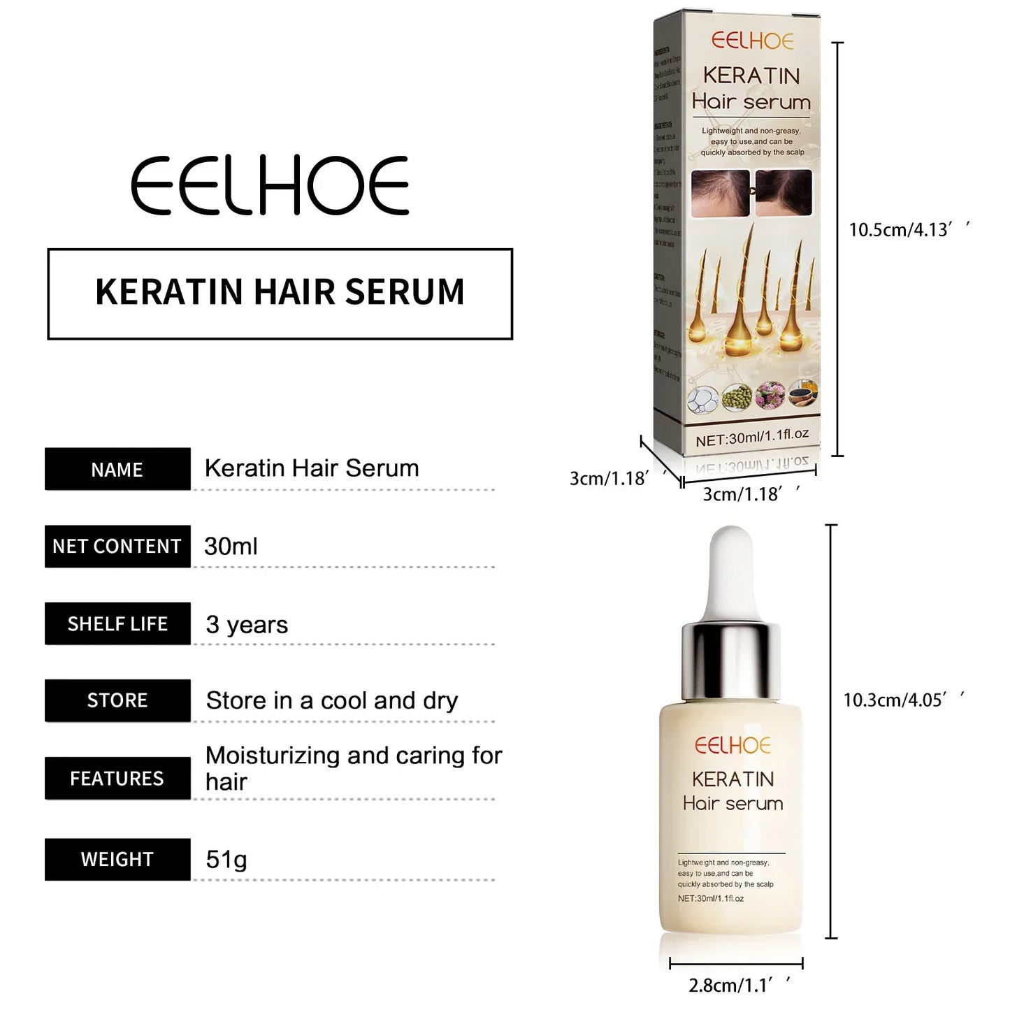 EELHOE Hair Growth Serum Thicken Anti Hair Loss Damaged Thinning Repair Dry Scalp Treatment Keratin Nourishing Essence Products