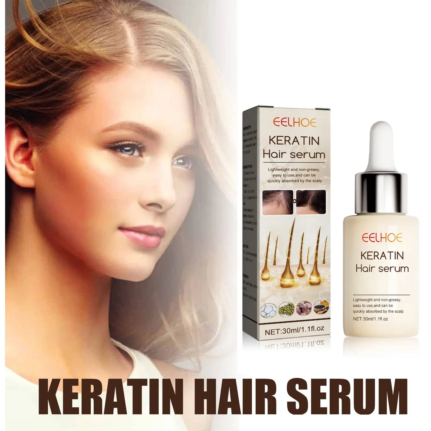 EELHOE Hair Growth Serum Thicken Anti Hair Loss Damaged Thinning Repair Dry Scalp Treatment Keratin Nourishing Essence Products