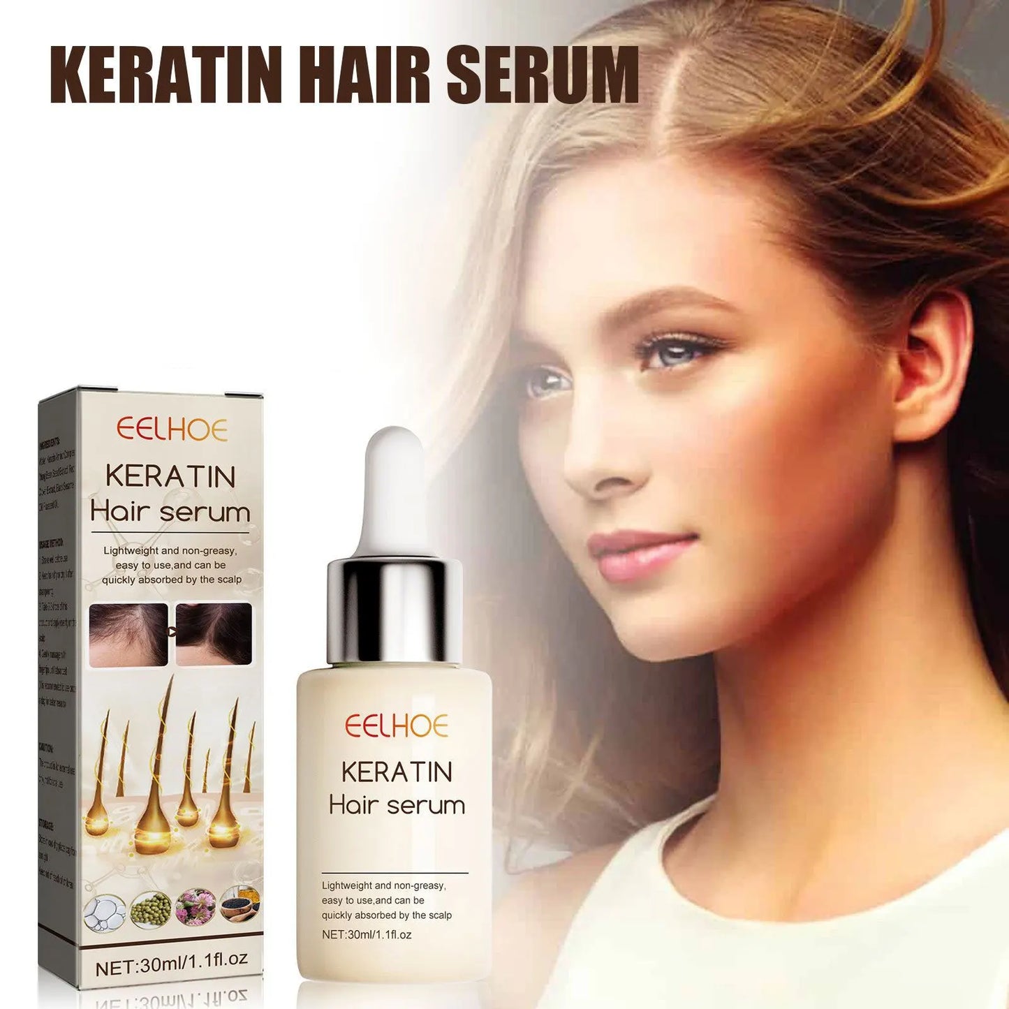 EELHOE Hair Growth Serum Thicken Anti Hair Loss Damaged Thinning Repair Dry Scalp Treatment Keratin Nourishing Essence Products