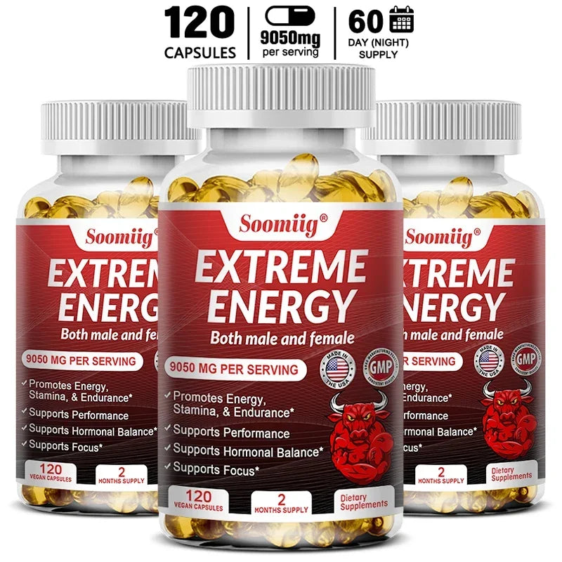 Extreme Energy - Maximum Strength, Reduced Fatigue, Motivation, Focus, Alertness - Natural Energy Supplement for Men & Women