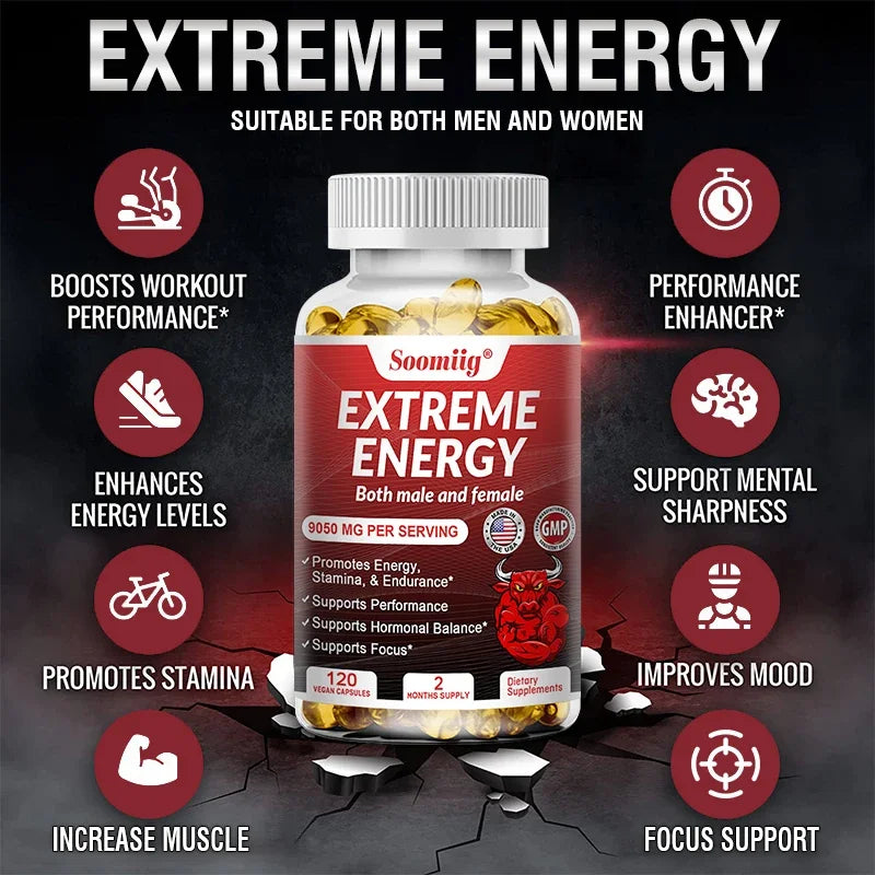 Extreme Energy - Maximum Strength, Reduced Fatigue, Motivation, Focus, Alertness - Natural Energy Supplement for Men & Women