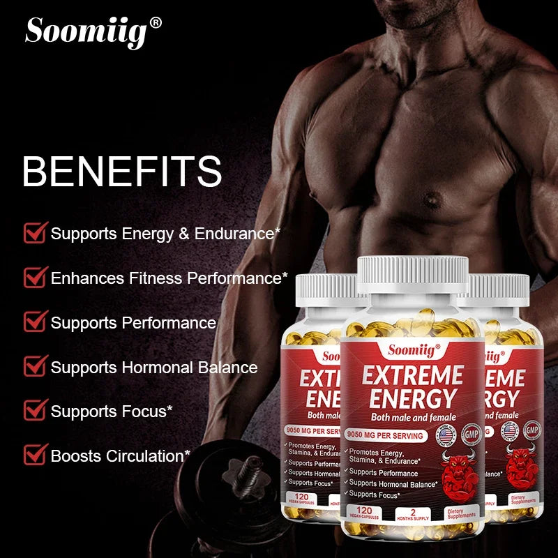 Extreme Energy - Maximum Strength, Reduced Fatigue, Motivation, Focus, Alertness - Natural Energy Supplement for Men & Women
