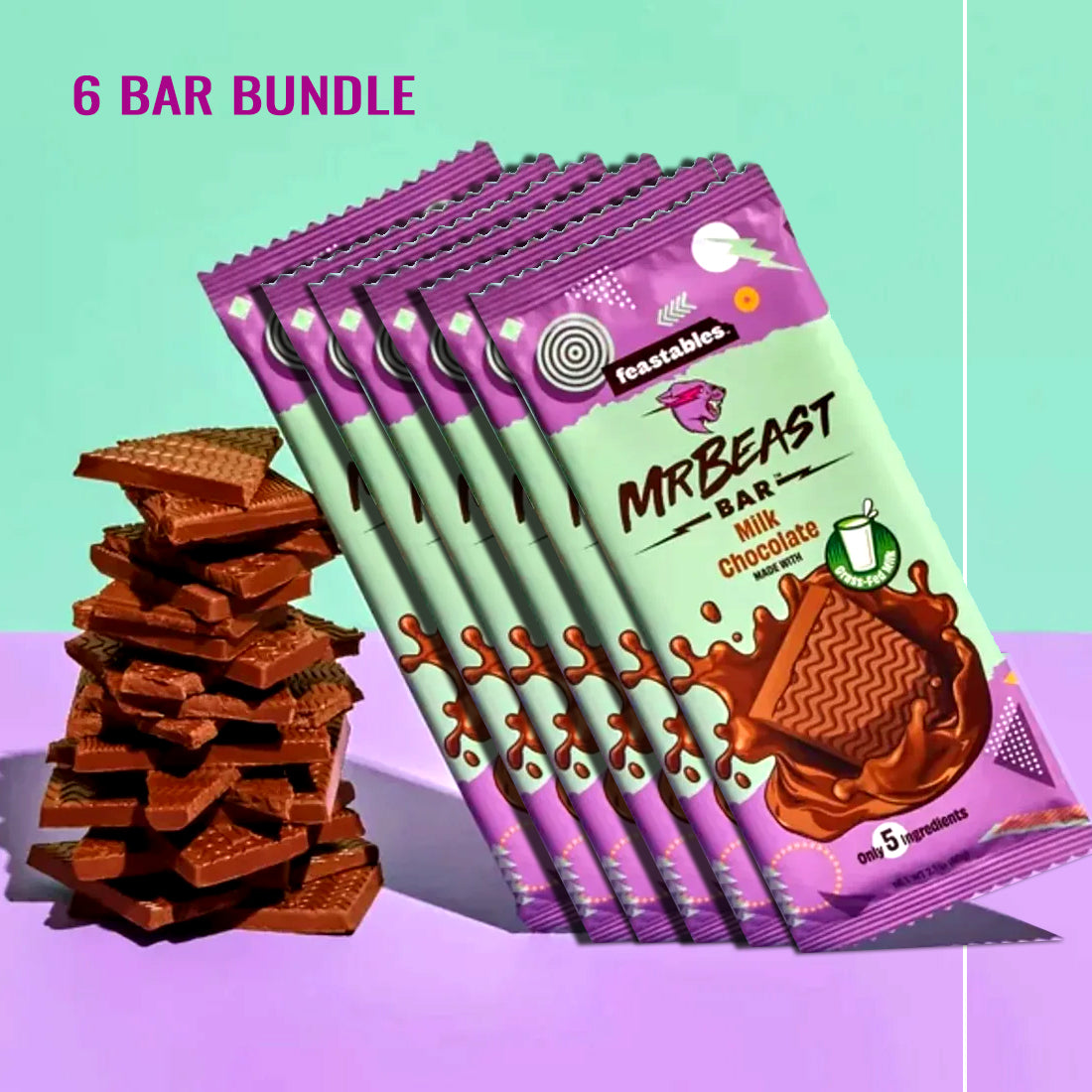 Feastables Mr. Beast Bar Milk Chocolate Variety 6 Count