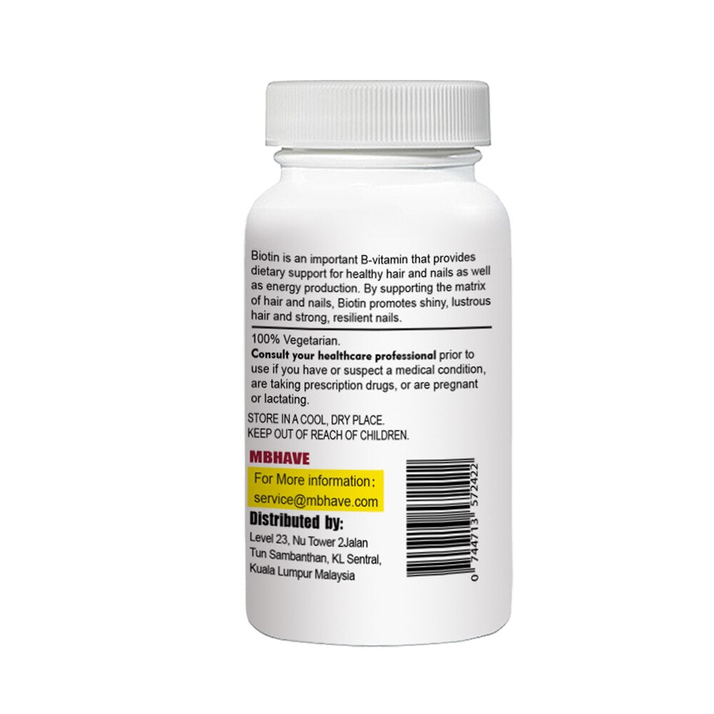 Free Shipping MBHAVE BIOTIN Promotes Healthy Hair and Strong Nails Supports Cellular Energy Production