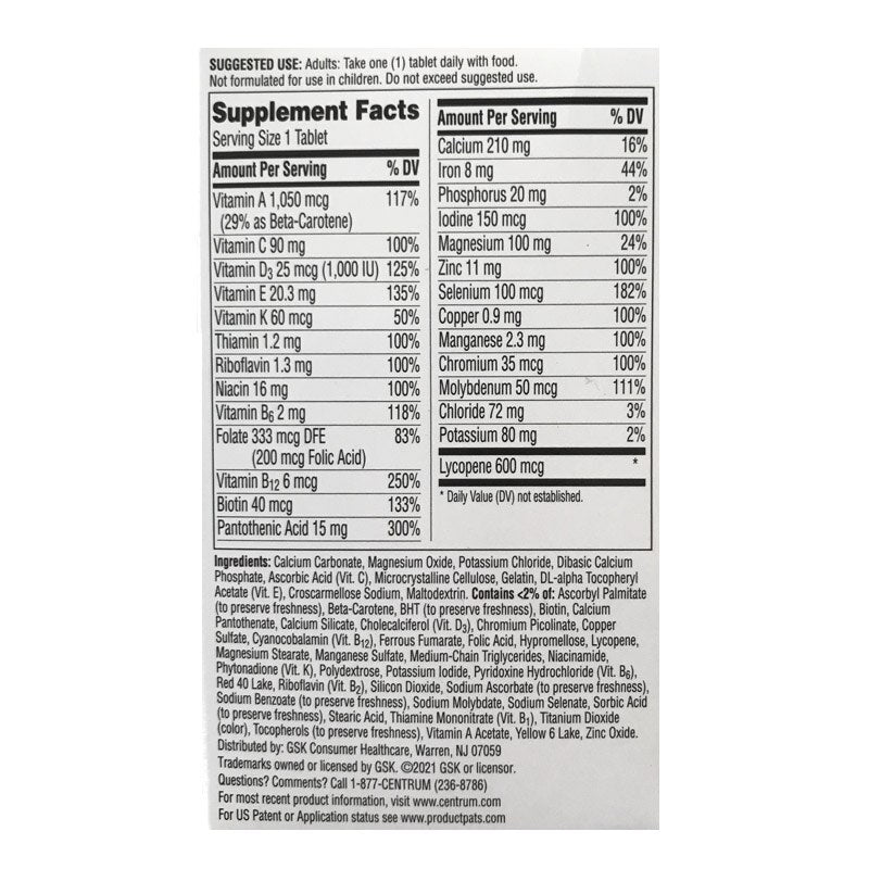 Free shipping Centrum man Multiviamin/Multimineral Supplement 120 tablets