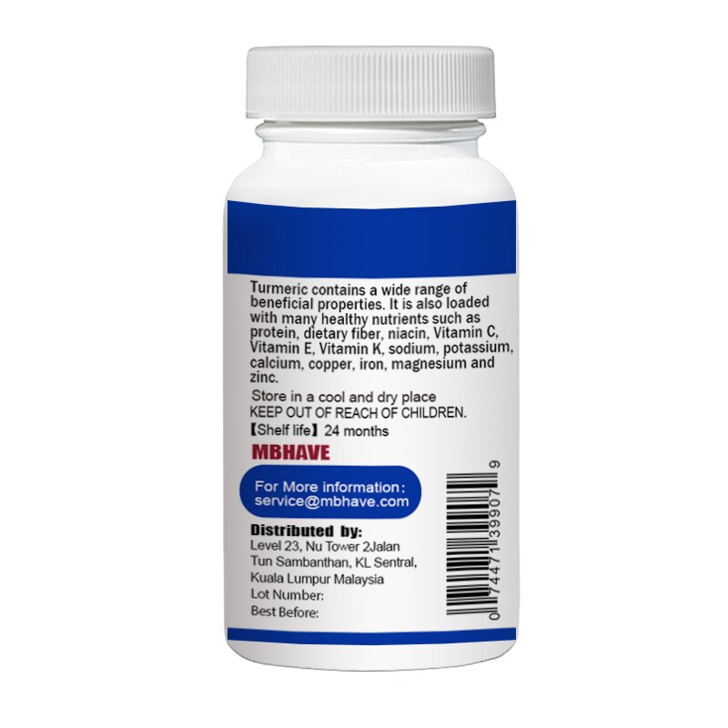 Free shipping TURMERIC 500mg 40pcs May slow or prevent blood clots Reduces depression symptoms