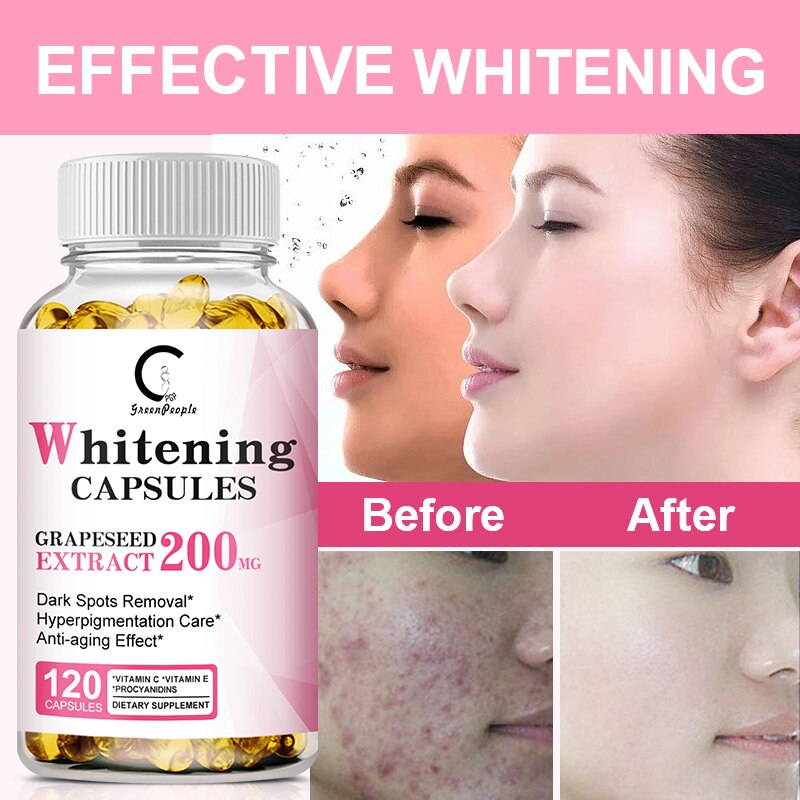 GPGP Greenpeople 60 Plant Whitening Grape Seed Capsules Dark Spots Remover Brighten Skin Antioxidant Beauty & Health Supplements