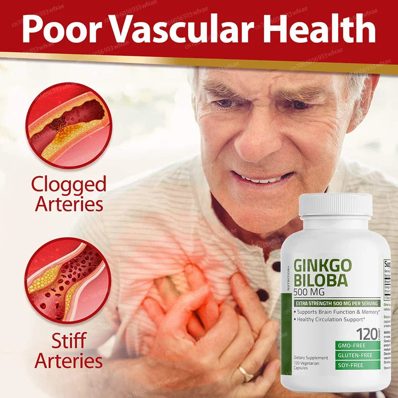 Ginkgo Biloba Extra Capsules Supports Brain Function & Memory Support, Nootropic Brain Supplement Blood Circulation