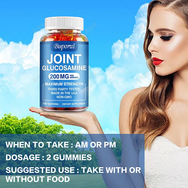Glucosamine Chondroitin Gummies - Bones Joints Supplements, Joints Cartilage Health, Muscle & Nerve Pain