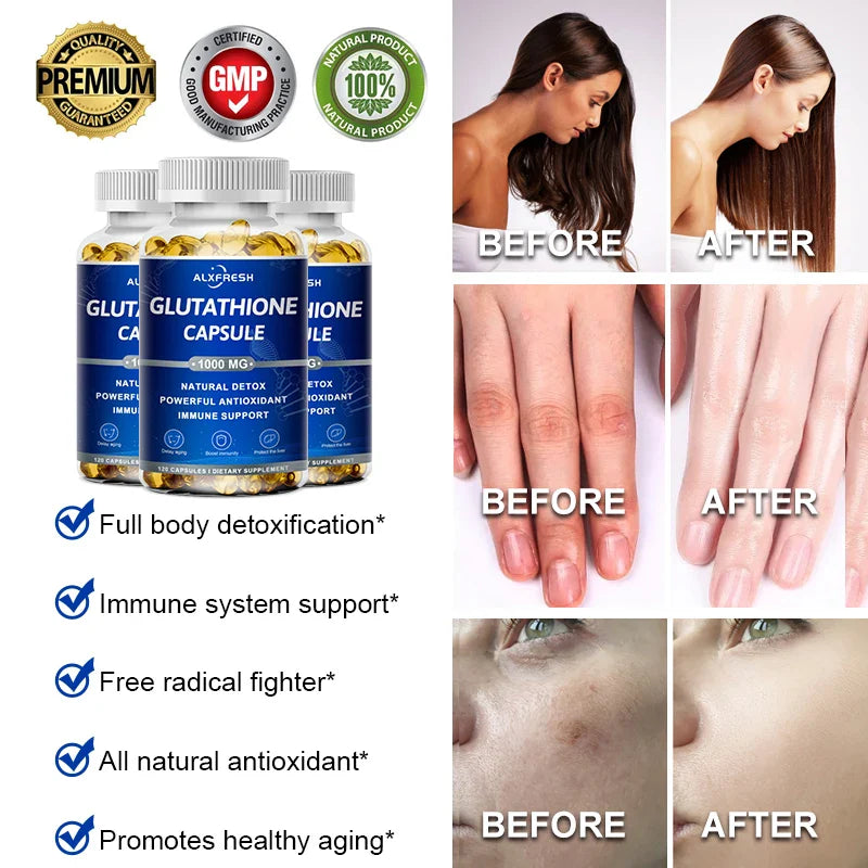 Glutathione Capsules Antioxidant Supplements Enhance Immune System and Skin Health Whitening Beauty Skin Care and Anti-aging