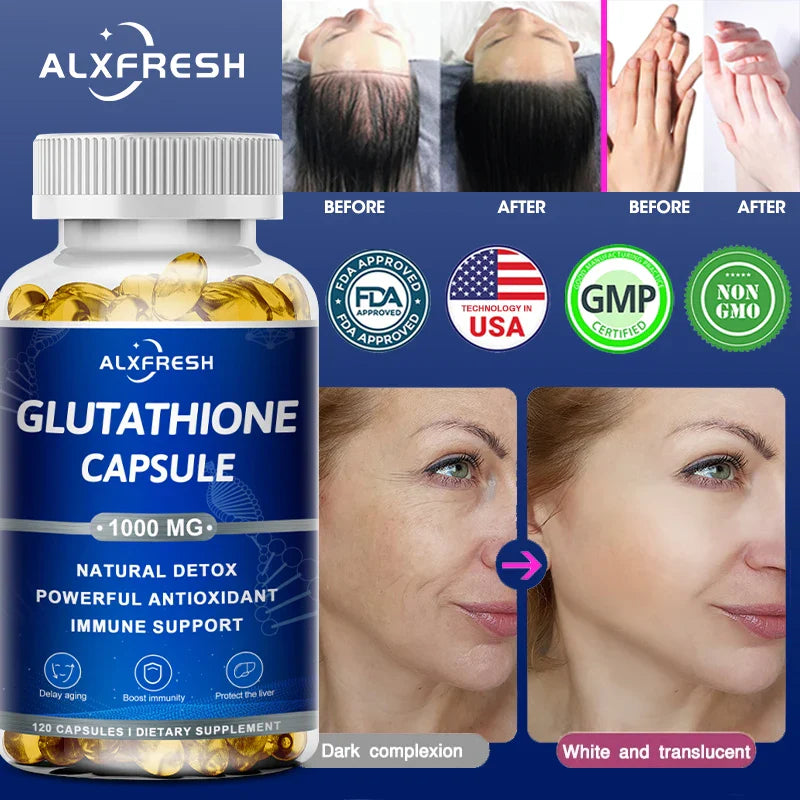Glutathione Capsules Antioxidant Supplements Enhance Immune System and Skin Health Whitening Beauty Skin Care and Anti-aging