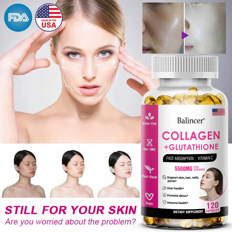 Glutathione Collagen Supplement, Antioxidant Whitening Capsules, Skin Health Deep Nourishment Skin