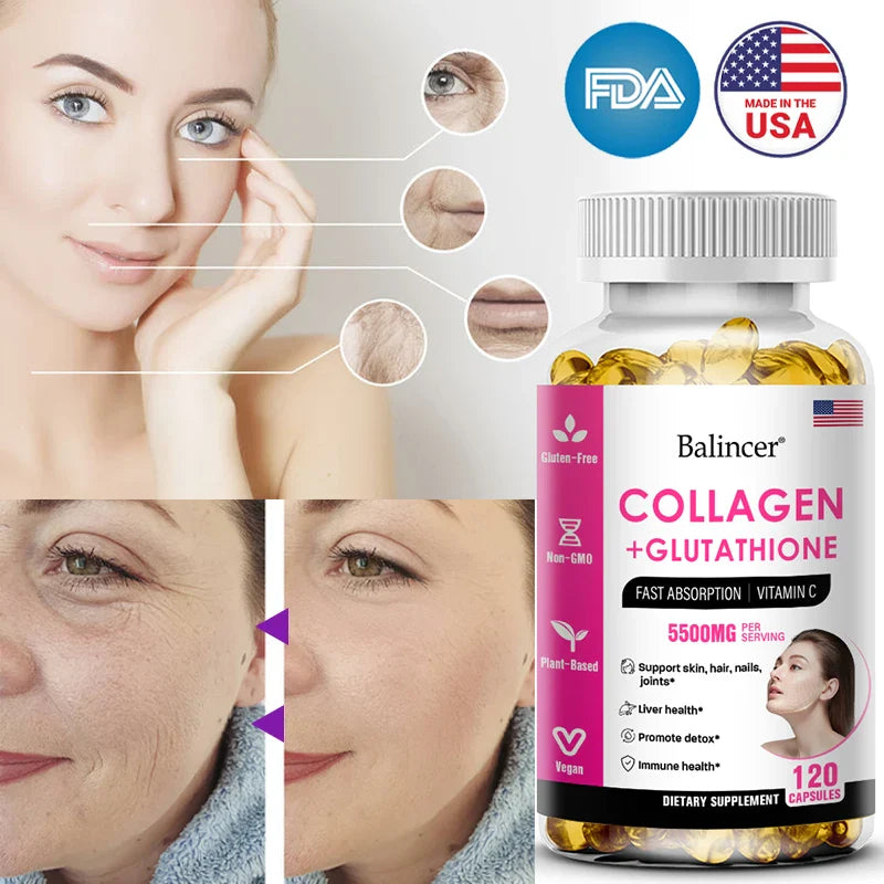 Glutathione Collagen Supplement, Antioxidant Whitening Capsules, Skin Health Deep Nourishment Skin