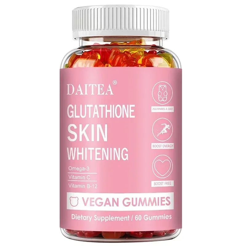 Glutathione Gummies - Contains Omega-3, Vitamin C, Vitamin B12 for Skin Whitening, Anti-Aging, Hair, Nails and Glowing Skin