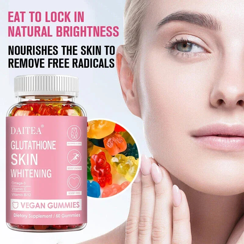 Glutathione Gummies - Contains Omega-3, Vitamin C, Vitamin B12 for Skin Whitening, Anti-Aging, Hair, Nails and Glowing Skin