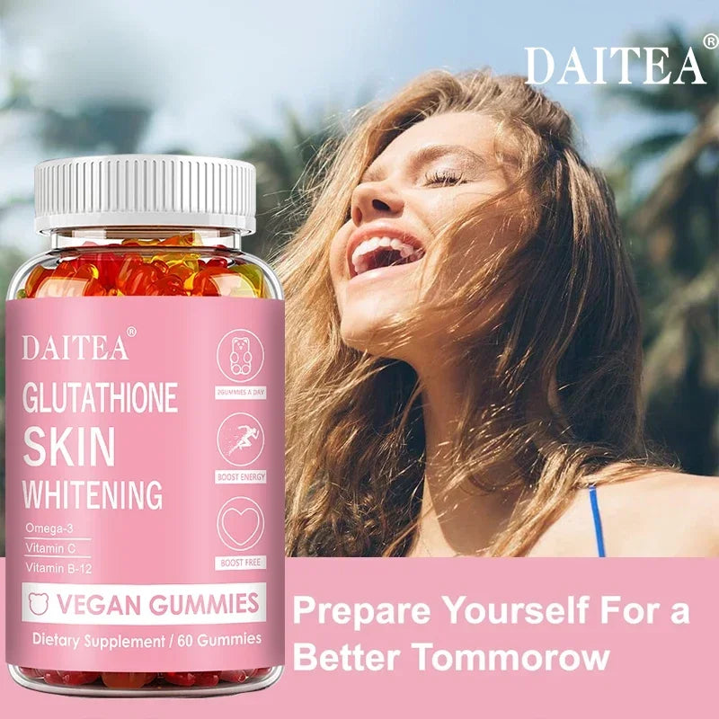 Glutathione Gummies - Contains Omega-3, Vitamin C, Vitamin B12 for Skin Whitening, Anti-Aging, Hair, Nails and Glowing Skin