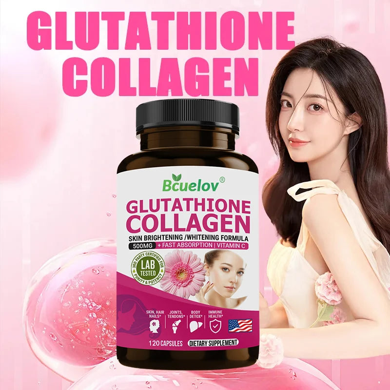 Glutathione and Collagen Supplements, Whitening Beauty, Anti-aging, Smooth and Firm Skin, Reduce Wrinkles, Increase Muscle Mass