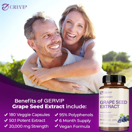Grape Seed Extract Capsules - Skin Whitening, Wrinkle Reduction, Antioxidant, Anti-aging