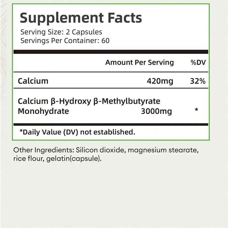HMB Supplementation - Improves Exercise Intensity and Endurance, Promotes Blood Circulation, Muscle Growth and Reduces Injuries