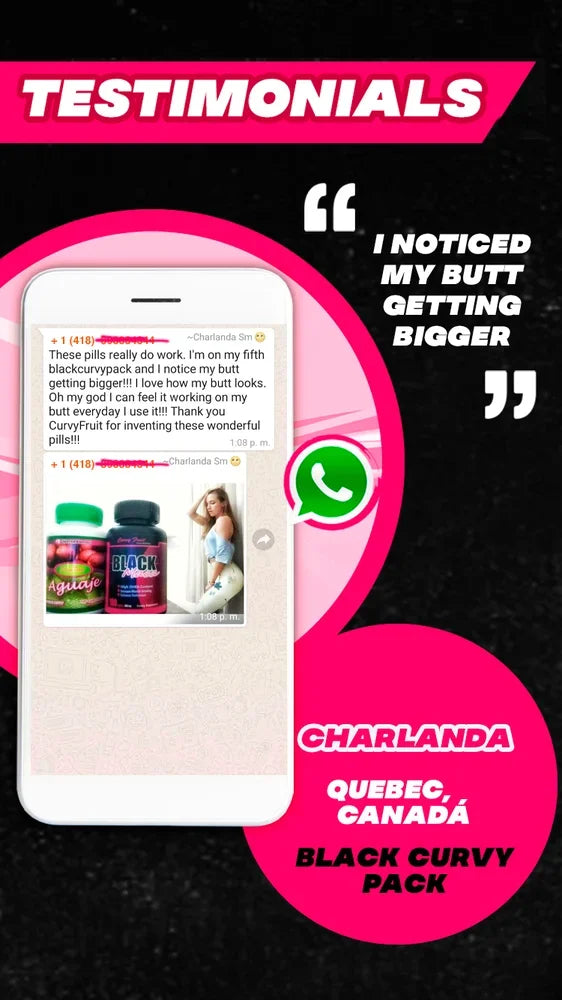 HUGE BUTT GROWING: Aguaje Curvy Fruit + Black Maca Root Pills- 100% Natural Way