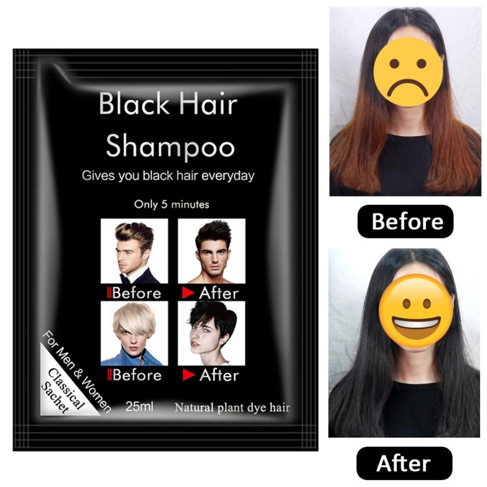 25ml X 10Pcs Dexe Fast Black Hair Shampoo Only 5 Minutes White Become Coloring Brighten Smooth Grey Removal Beauty Health Safe