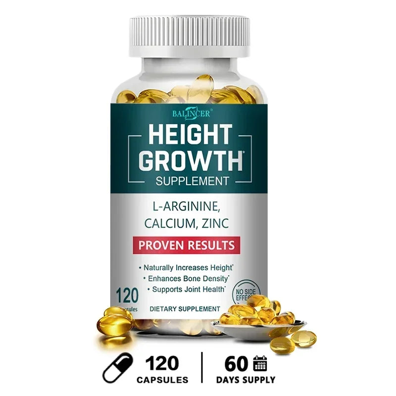 Height Gaining Supplement - Calcium L-Arginine Vitamin D3 Zinc Supplement - Promotes Bone Growth - Helps Natural Height Growth