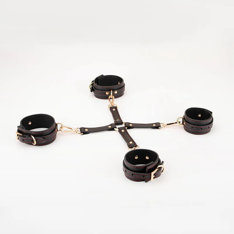 High End Custom Genuine Leather BDSM For Couple Women Men Bondage Accessories Adults Games Products Cross Handcuffs