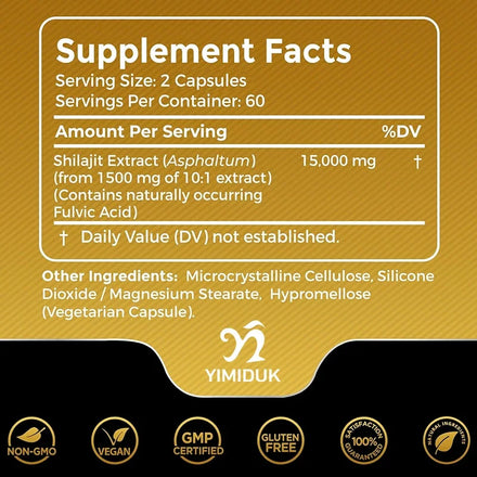 Himalayan Pure Original Shilajit Extract Capsules 85+ Trace Minerals&Fulvic Acid Energy&Hormone Balance Gluten Free Supplement