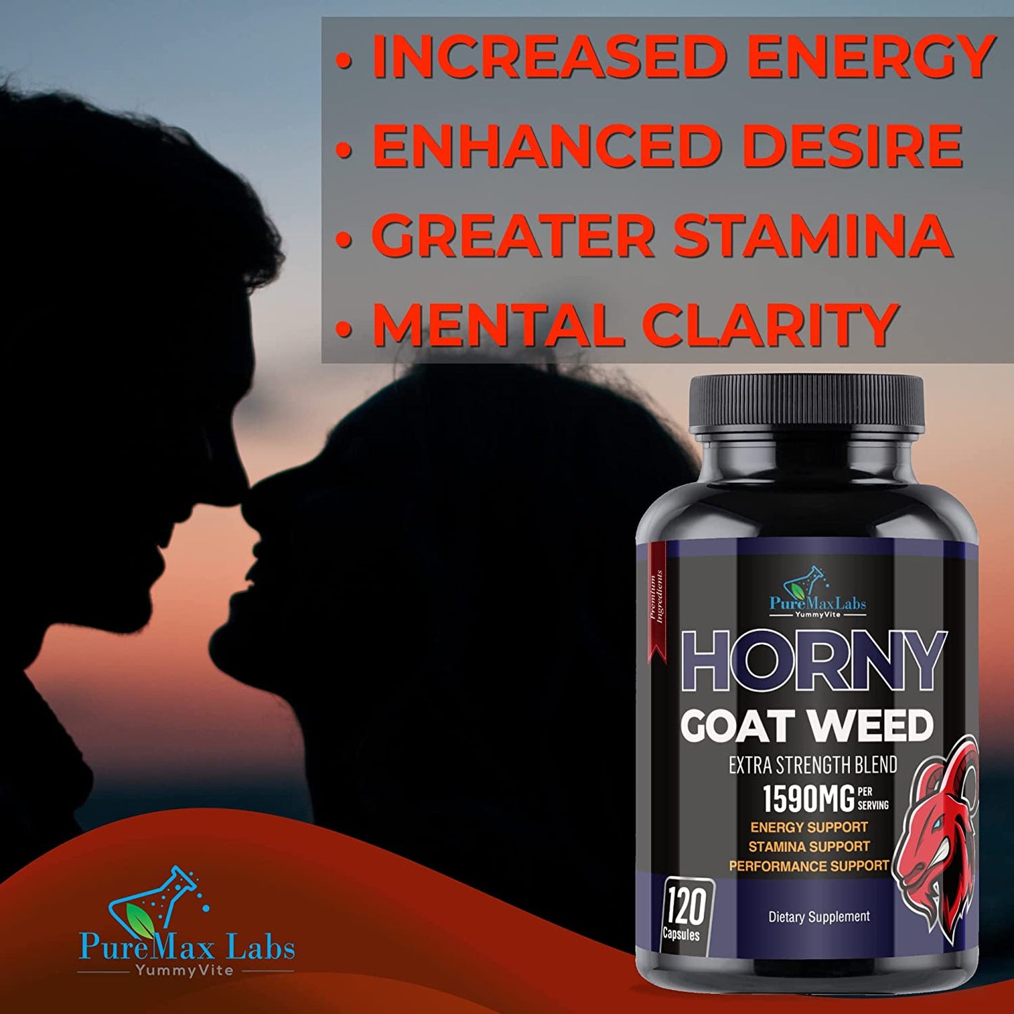 Horny Goat Weed Capsules Support Improves Male Performance Long-lasting Increased Energy Supplement Strength and Muscle Growth