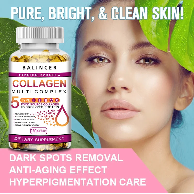 Hydrolyzed Collagen Capsules - Skin, Joints, Hair, Nails Health Support, Women's Antioxidant Nutritional Supplement
