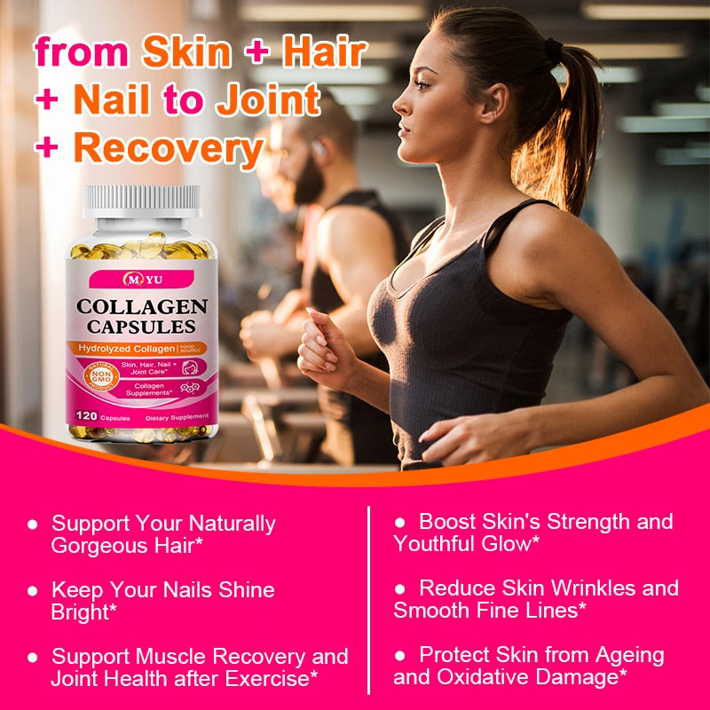 Hydrolyzed Collagen Capsules Support Skin&Joint& Hair & Nails Health Anti-aging Nutritional Supplements For Women