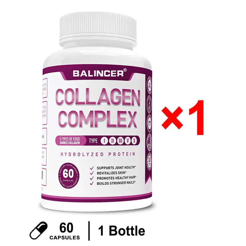 Hydrolyzed Collagen Peptides + Protein Supports Hair, Skin, Nails, Joints & Bones - Contains Type 5, I, II, III, V, X - Non-GMO