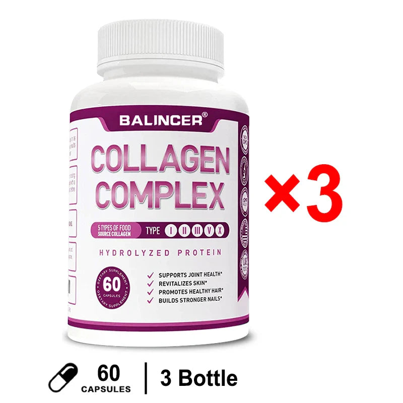 Hydrolyzed Collagen Peptides + Protein Supports Hair, Skin, Nails, Joints & Bones - Contains Type 5, I, II, III, V, X - Non-GMO