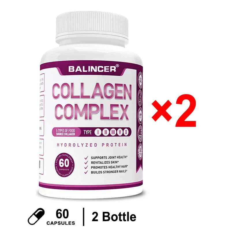 Hydrolyzed Collagen Peptides + Protein Supports Hair, Skin, Nails, Joints & Bones - Contains Type 5, I, II, III, V, X - Non-GMO