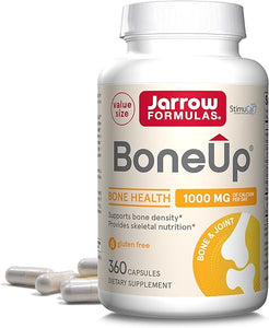 Jarrow Formulas BoneUp - 360 Capsules - 180 Servings - For Bone Support & Skeletal Nutrition - Includes Naturally Derived Vitamin D3, K2 (as MK-7) & 1000 mg Calcium - Gluten Free - Non-GMO in Pakistan