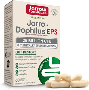 Jarrow Formulas Jarro-Dophilus EPS Gut Restore Probiotics 25 Billion CFU With 8 Clinically-Studied Strains, Dietary Supplement for Intestinal and Immune Support, 60 Veggie Capsules, 60 Day Supply in Pakistan