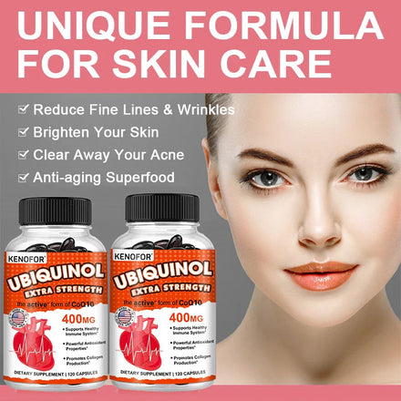 KENOFOR Ubiquinol CoQ10 400 mg Softgel Antioxidant - Superior Absorption, Active Form Immune and Skin Support