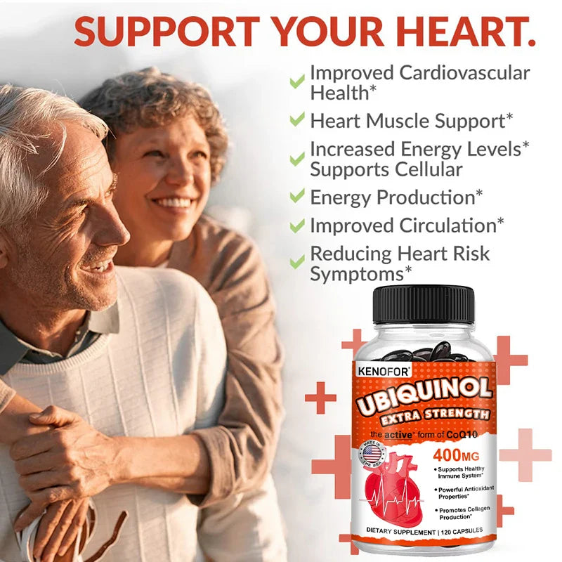 KENOFOR Ubiquinol CoQ10 400 mg Softgel Antioxidant - Superior Absorption, Active Form Immune and Skin Support