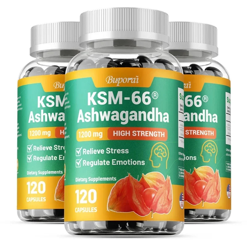 KSM-66 Ashwagandha Supplement - Relieve Stress, Improve Sleep, Support Brain Health, Muscle and Strength, Boost Immunity