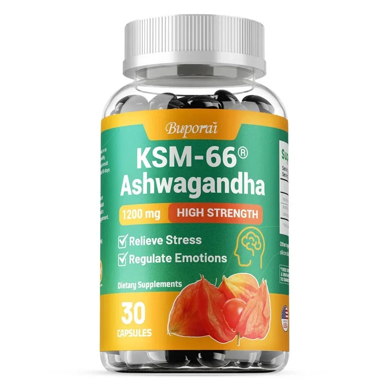 KSM-66 Ashwagandha Supplement - Relieve Stress, Improve Sleep, Support Brain Health, Muscle and Strength, Boost Immunity