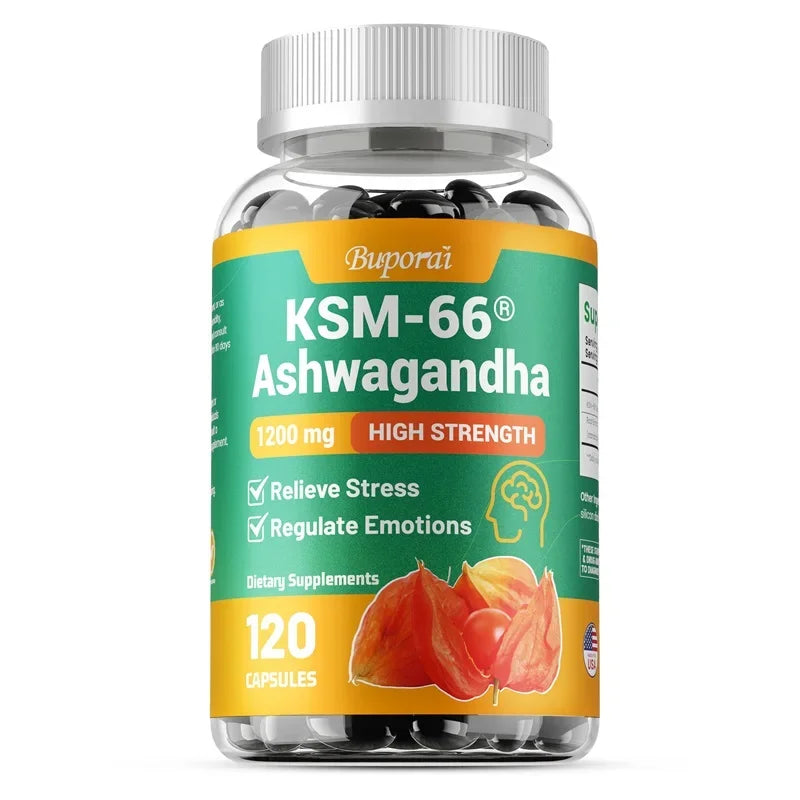 KSM-66 Ashwagandha Supplement - Relieve Stress, Improve Sleep, Support Brain Health, Muscle and Strength, Boost Immunity