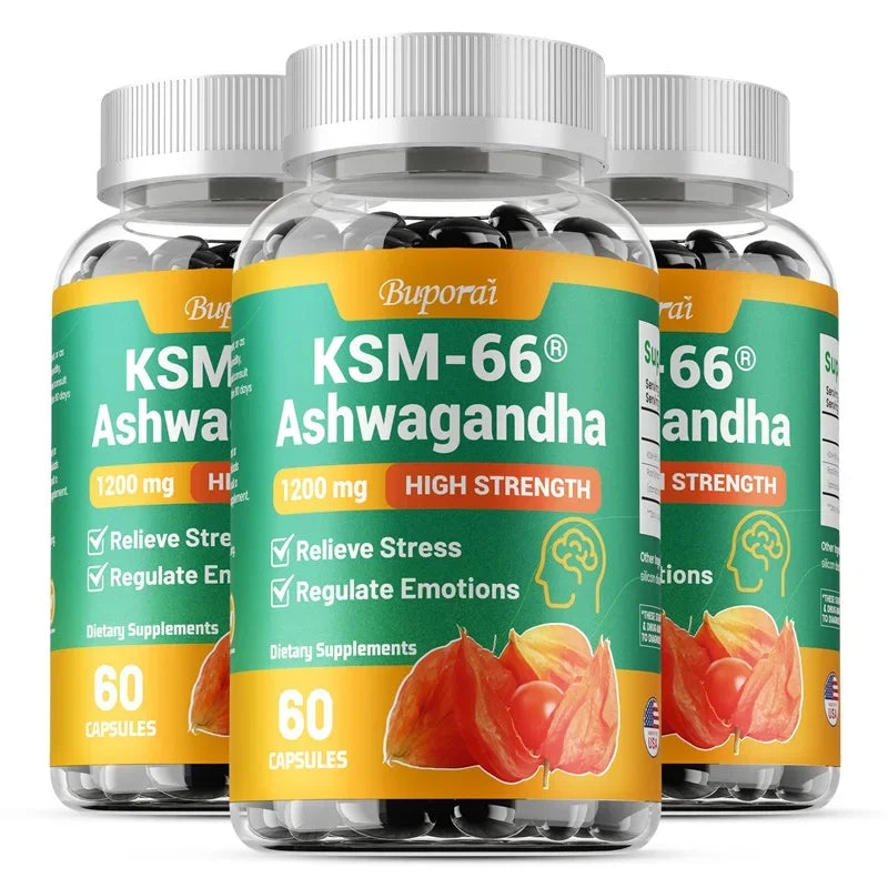 KSM-66 Ashwagandha Supplement - Relieve Stress, Improve Sleep, Support Brain Health, Muscle and Strength, Boost Immunity