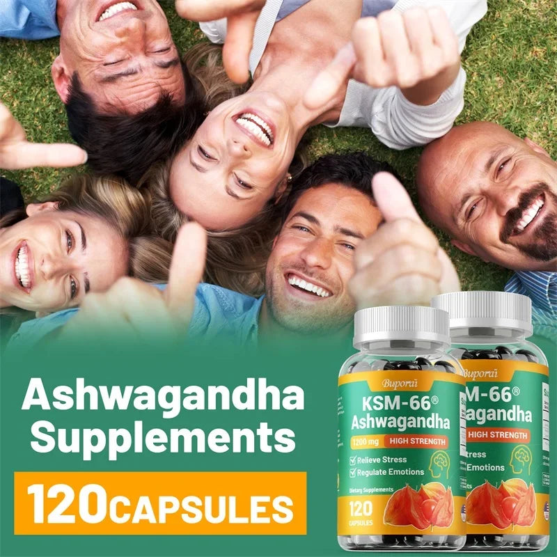 KSM-66 Ashwagandha Supplement - Relieve Stress, Improve Sleep, Support Brain Health, Muscle and Strength, Boost Immunity